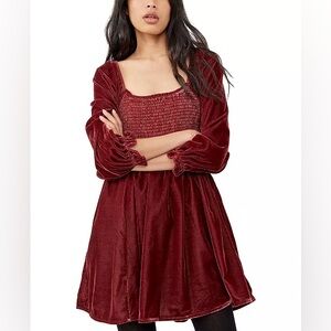 Free People Daphne Velvet Lace-Up Dress